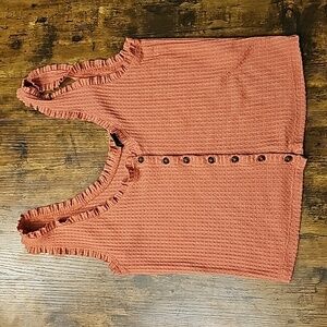 Coral Ultra Soft Buttoned Long Crop Tank XS